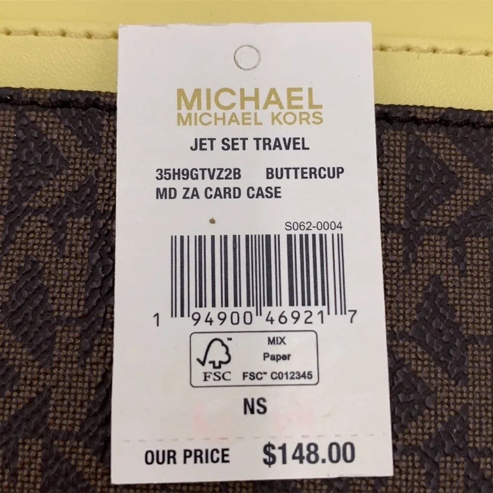 MICHAEL KORS JET SET TRAVEL MEDIUM ZIP AROUND CARD CASE BUTTERCUP